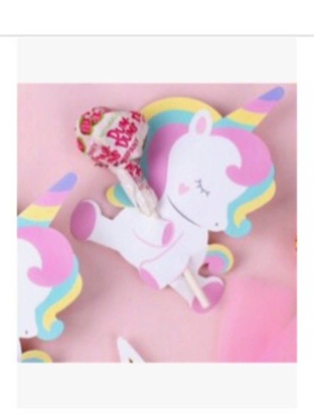 Pink Rainbow Unicorn Lollipop Holder -party Accessory 18 count